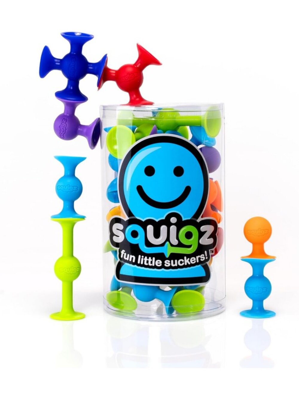 Fat Brain Toys Squigz Starter Set, 24 Piece Suction Bath Toys, Sensory Toys for